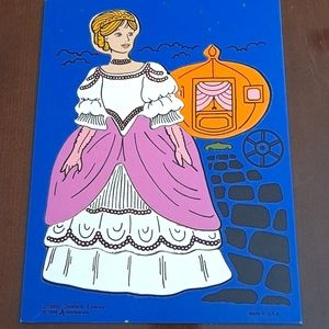 🌸 Disney Cinderella Wooden 6 Piece Puzzle Vintage 90’s USA